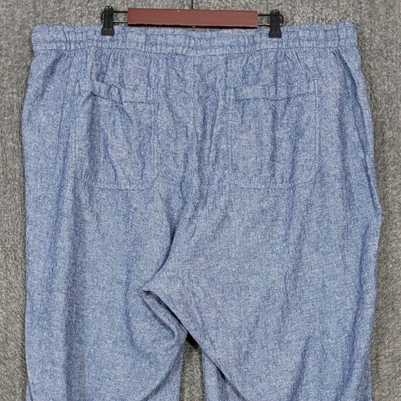 Old Navy Pants Womens 3X Blue Chambray Linen Blend Wide Leg Elastic Waist - Picture 9 of 12
